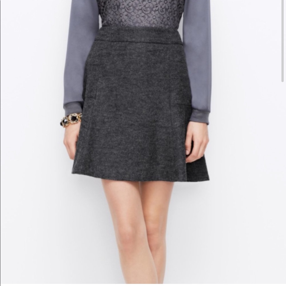 Ann Taylor Lined Felted Wool Boiled Wool Skirt Light Gray Skirt